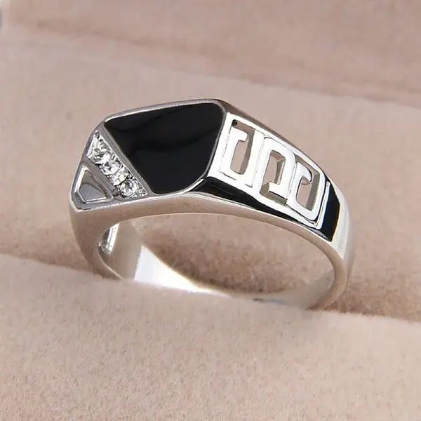Alloy Micro Pave Cubic Zirconia Finger Rings for Men