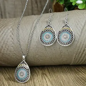 Synthetic Turquoise Pendant Necklaces & Dangle Earrings Sets