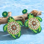 Bohemian Glass Seed Beaded & Non-woven Fabrics Dangle Stud Earrings