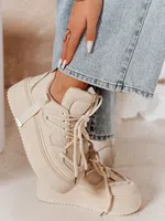 Sneakersy damskie na wysokiej platformie UPSOLE beżowe Dstreet
