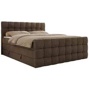 MKS POSTEL BOXSPRING ALTIVO KING DUO 140/200 - Hnědá Samet - Topper Visco - H4