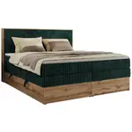 MKS POSTEL BOXSPRING WOOD CLASSIC KING 200/200 - Tmavě zelená Manšestr - H3