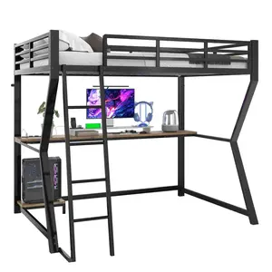 FLIEKS VYVÝŠENÁ POSTEL 90x200cm LED PC Stůl USB Černá