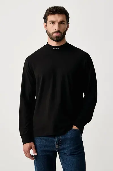 BOSS Green  tričko s dlouhým rukávem pánské bavlněné s elastanem Tee Collar Long