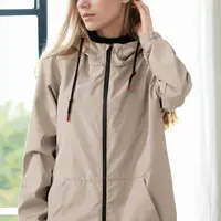 53121 Dewberry Hooded Women Raincoat-STONE