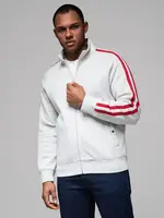 Ombre Men's sweatshirt with high collar and stripes - grey melange