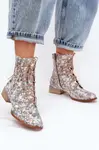 Kožené Vzorované Kotníkové Boty Na Ploché Podpatky Maciejka
