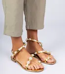 Gemre Golden women's sandals adorned with pearls Sarino