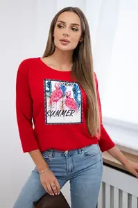 Halenka s grafikou plameňáků 3D červená