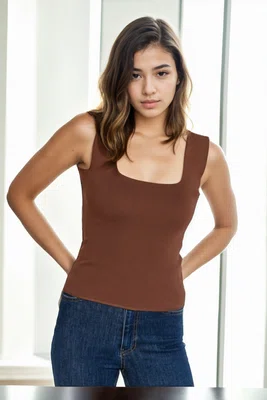 60108 Dewberry Womens Sleeveless Blouse - Strappy Tank Top-BROWN