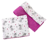 Medi Partners Quilt 75x100 + pillow 35x30 cotton + minky – Teddy + dark pink minky