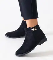 Gemre Black ankle boots with gold inserts eco-suede Casetra