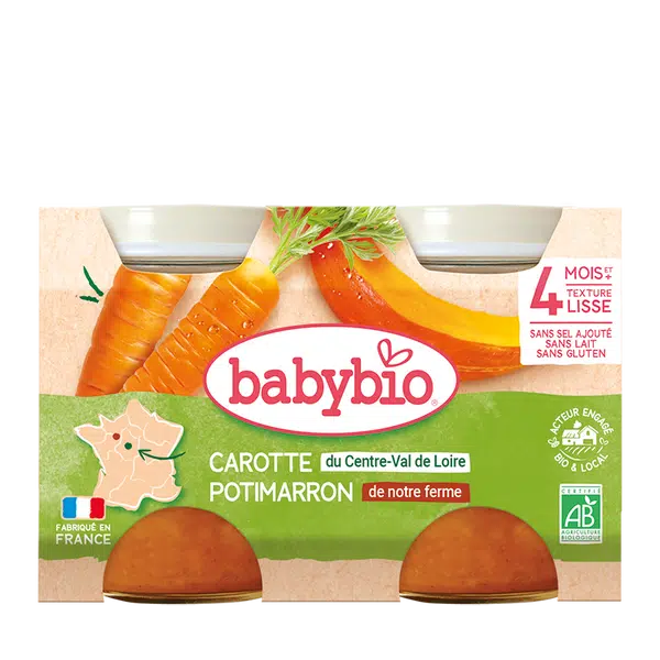BABYBIO Príkrm mrkva tekvica (2x 130 g)