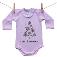 Boodyy Ružové Body s dlhým rukávom Veselé Vianoce 62 (2-4 mesiace)