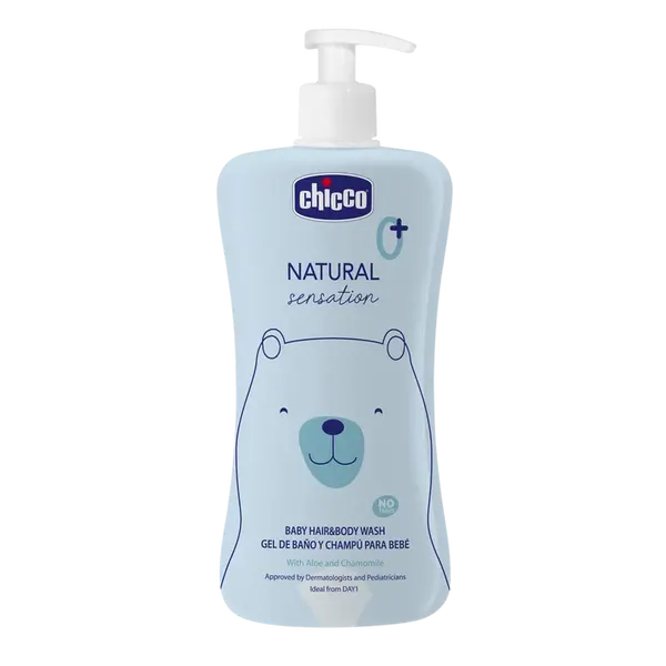 CHICCO Natural Sensation Šampon na vlasy a tělo s aloe a heřmánkem 0m+, 500 ml