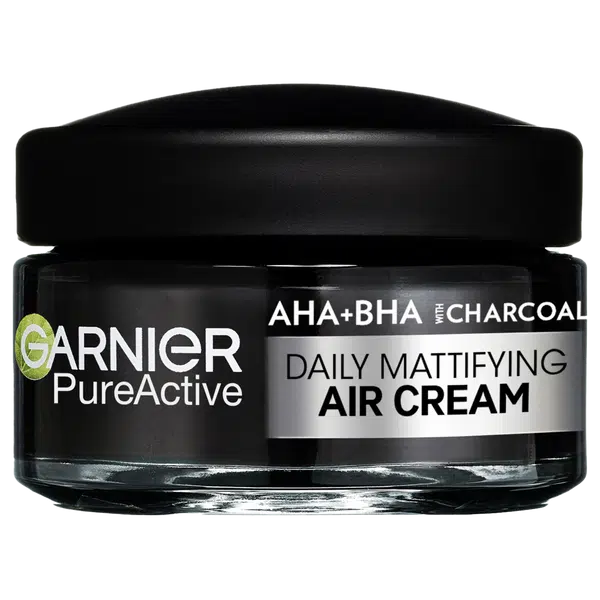 GARNIER Pure Active AHA + BHA lehký denní zmatňující krém 3v1 s aktivním uhlím, 50 ml