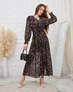Resti Black patterned women's maxi dress