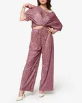 Resti Dark pink women's patterned pleated set - Clothing
