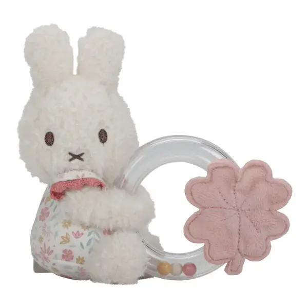 Little Dutch Miffy Fluffy Lucky Blossom Ring Rattle hrkálka 0 m+ Pink 1 ks