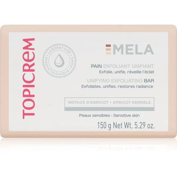 Topicrem MELA Unifying Exfoliating Bar čistiace mydlo s exfoliačným účinkom na tvár a telo 150 g
