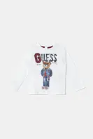 Detské bavlnené tričko s dlhým rukávom Guess