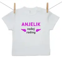 Boodyy Tričko s krátkym rukávom Anjelik našej rodiny Ružová 86 (12-18 mesiacov)