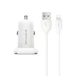 Autonabíjačka s káblom - 2x USB s 2,4A káblom Lightning - Biela H27926
