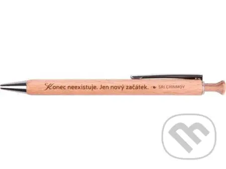 Dřevěná propiska "Konec neexistuje. Jen nový začátek"