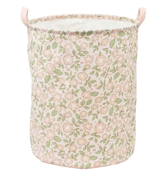 A Little Lovely Company - úložný kôš na hračky - kvetiny na ružovej