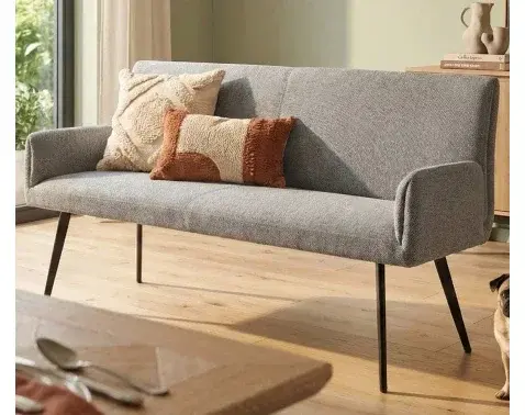 Jedálenská lavica s podrúčkami Kassandra, holubia šedá tkanina%