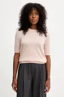 Vlněné tričko BOSS dámské, fialová barva, 50544996