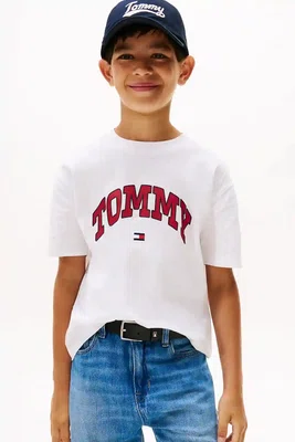 Dětské bavlněné tričko Tommy Hilfiger bílá barva, s potiskem, KB0KB09939