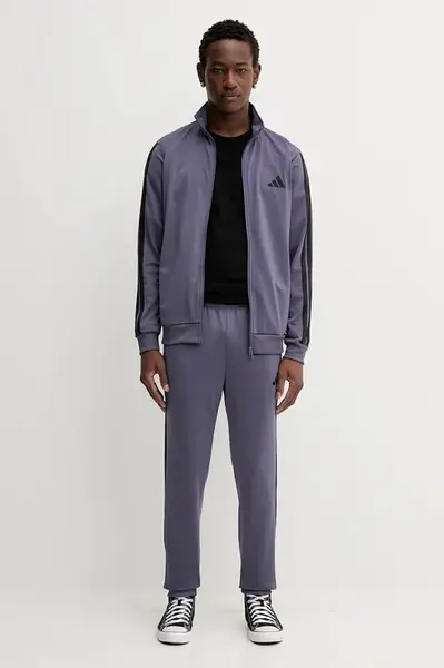 Tepláková souprava adidas 3S pánská, fialová barva, JX5504