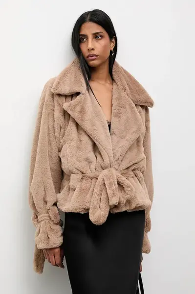 Bunda Answear.LAB béžová barva, přechodná