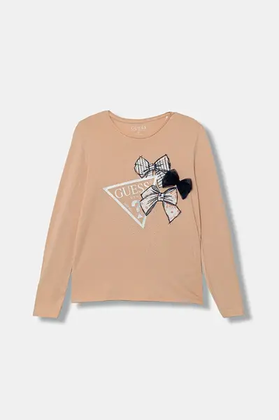 Dětské tričko s dlouhým rukávem Guess oranžová barva, J5BI28 J1314