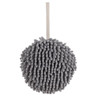 Chenille Hand Towel Kitchen Bathroom Hanging Ball Quick-Drying Hand Cloth - Grey