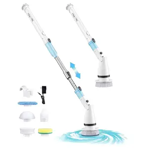 TASVAC EB5 Electric Spin Scrubber 450RPM Cordless Shower Brush with 5 Replaceable Cleaning Heads & Adjustable Extension Arm