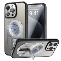 Magnetic Phone Case for iPhone 16 Pro Shockproof Bracket Aromatherapy & Heat-Dissipating Silver