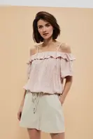 Marisse Cold Arms Shirt With Ruffles L-Ko-3750 L.Terra Cotta