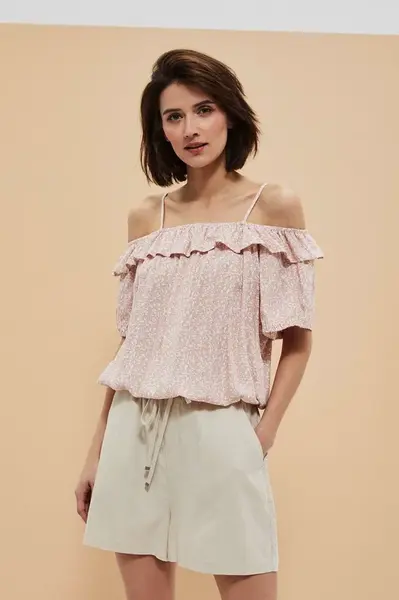 Marisse Cold Arms Shirt With Ruffles L-Ko-3750 L.Terra Cotta