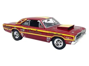 1968 Dodge Dart Super Stock 898 "Gene Snow" Red Metallic with Yellow Stripes Limited Edition to 510 pieces Worldwide 1/18 Diecast Model Car by ACME