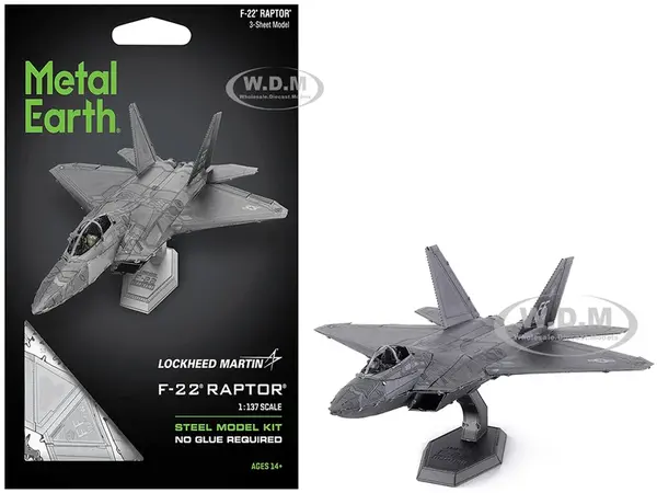 Model Kit Lockheed Martin F-22 Raptor Stealth Aircraft "United States Air Force" (Moderate Difficulty) Steel Model by Metal Earth