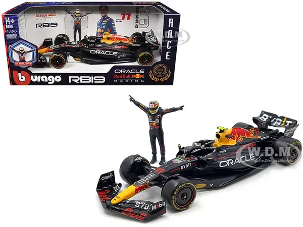 Red Bull Racing RB19 11 Sergio Perez "Oracle" Formula One F1 Championship "Constructor Champions" (2023) with Driver Figure 1/24 Diecast Model Car by