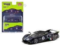Pagani Huayra R 2 Blu Avio Blue Metallic with Black Top "Global64" Series 1/64 Diecast Model by Tarmac Works