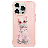 Zadní kryt NIMMY case GLASSES COOL CAT pro Apple iPhone 15 Pro Max, růžová