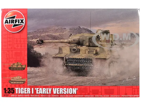 Level 3 Model Kit Tiger I "Early Version" Tank with 2 Scheme Options 1/35 Plastic Model Kit by Airfix