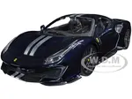 Ferrari 488 Pista Dark Blue Metallic with Silver Stripes 1/24 Diecast Model Car by Bburago