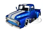 1956 Ford F-100 Pickup Truck Metallic Light Blue with White Stripes and Extra Wheels "Just Trucks" Series 1/24 Diecast Model Car by Jada