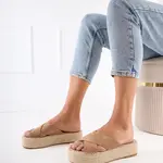 Gemre Brown platform espadrille sandals with straps Jerisa