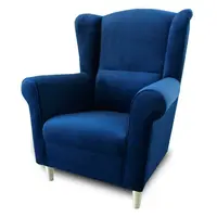 Křeslo ušák, látka modrá, charlot